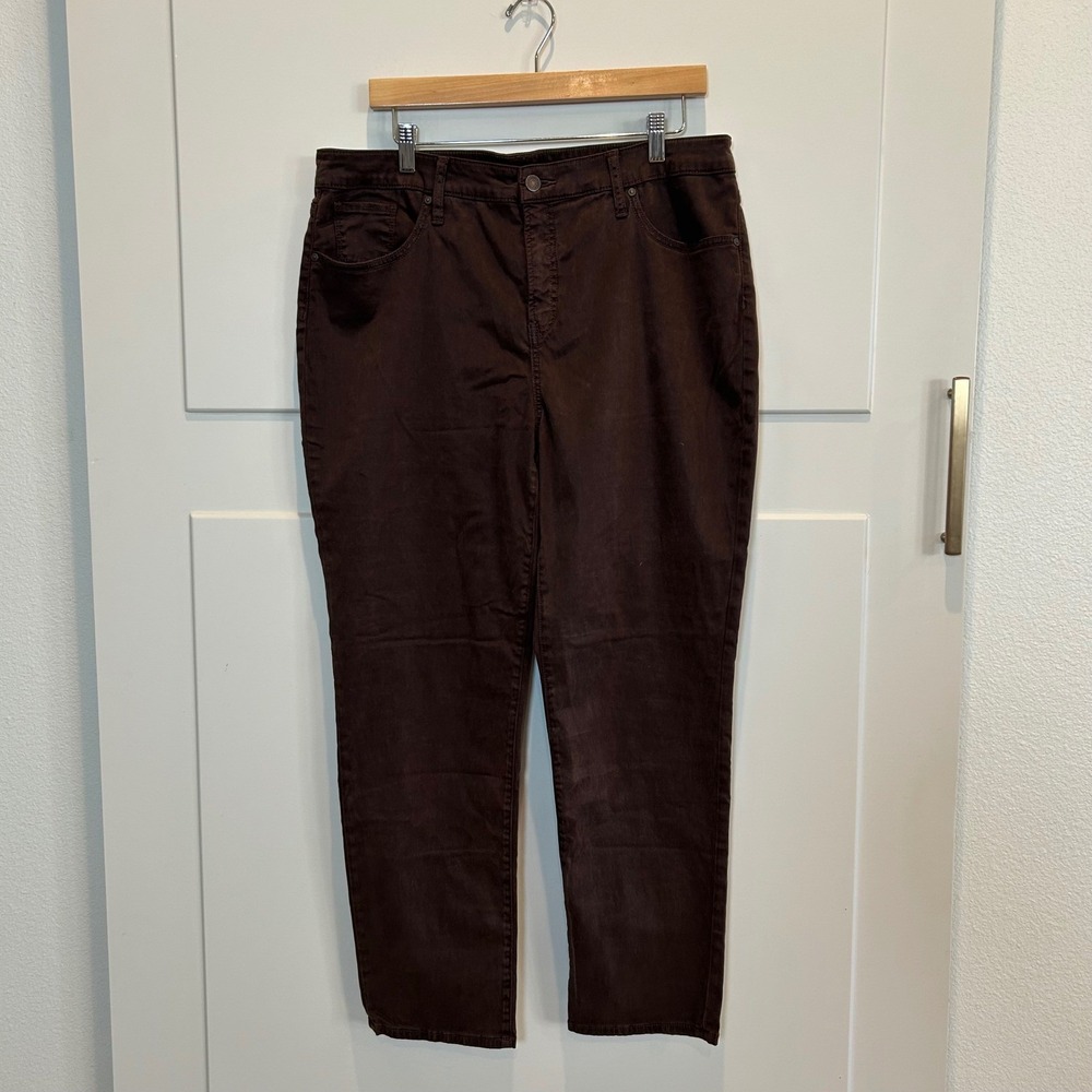 Chicos SO SLIMMING Girlfriend Slim Leg Ankle‎ Pants Brown Womens Size 16R